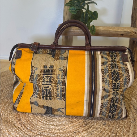 Vintage 🤎Luggage bag (Italian) - Wool & Leather - Picture 3 of 7